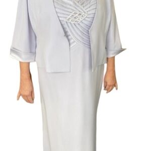 Elegant Light Gray Dress and Jacket Set